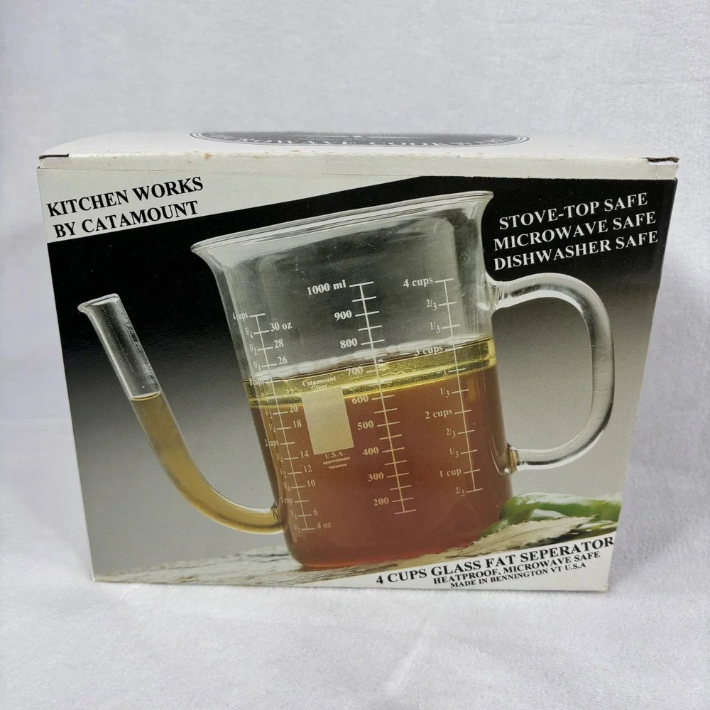 Catamount Glassware 4 Cup Glass Fat Separator Made in USA Heatproof Clear